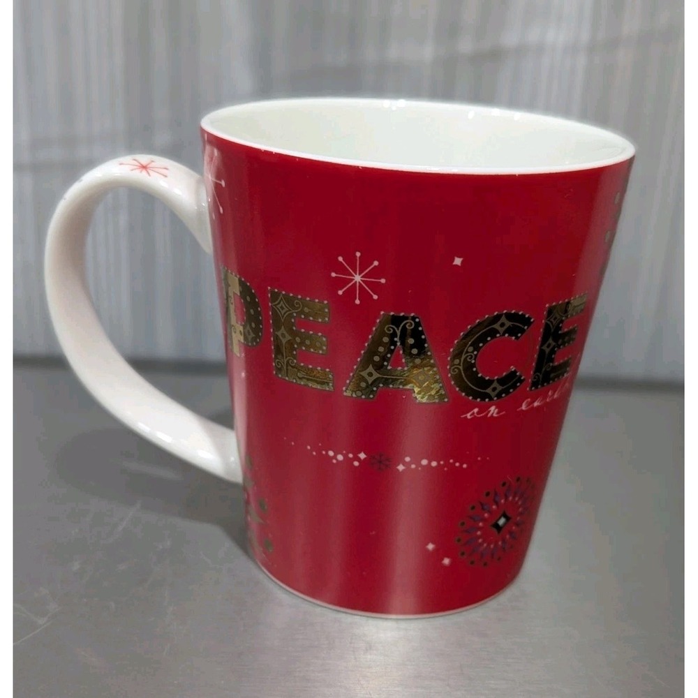 Starbucks Vintage 2006 Red Holiday‎ Christmas "Peace On Earth" Mug 14oz Coffee